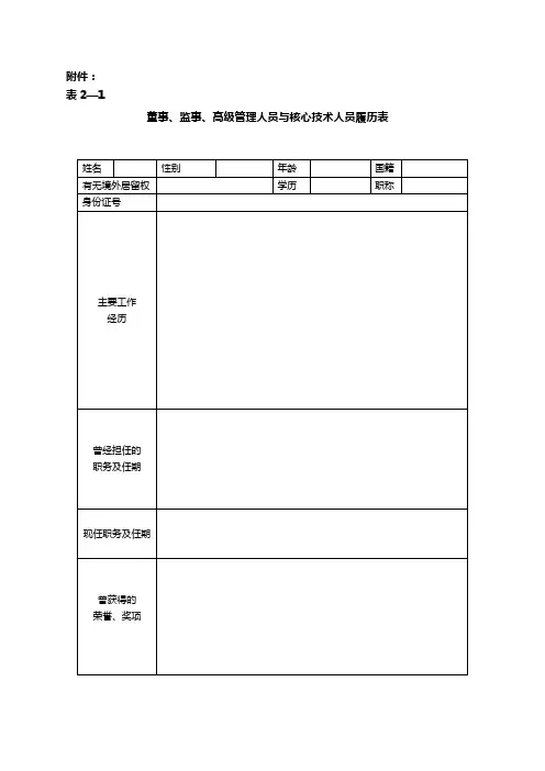 董事、监事、高级管理人员与核心技术人员履历表