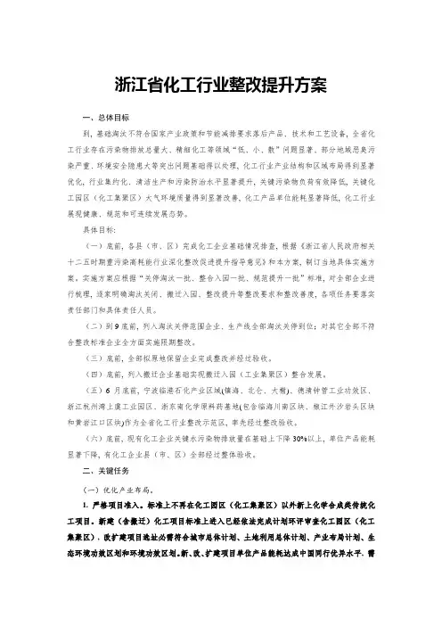 化工行业整治提升专项方案