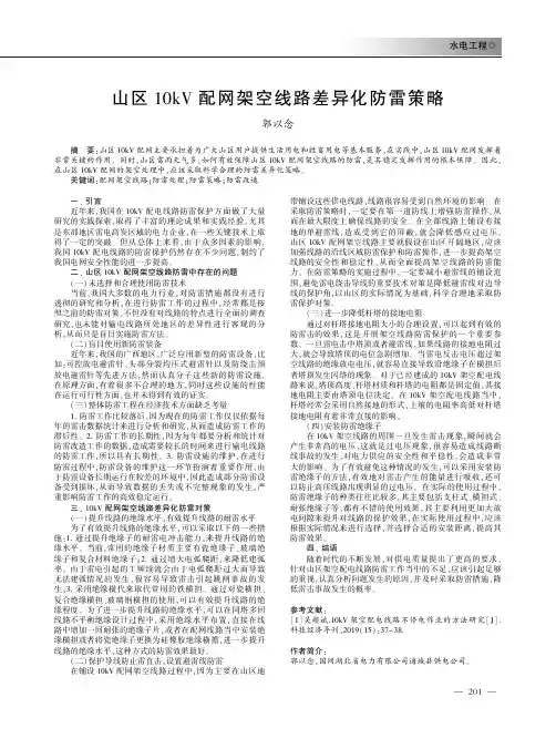 山区10kV配网架空线路差异化防雷策略