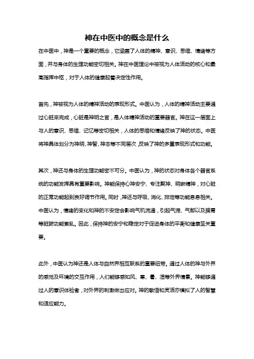 神在中医中的概念是什么