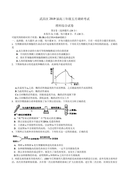 湖北省武汉市2019年高三模拟考试理科综合试题及答案