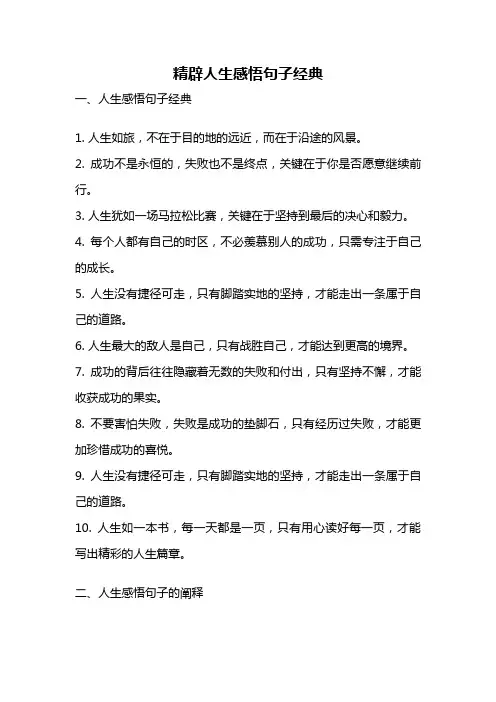 精辟人生感悟句子经典