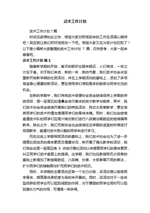 武术工作计划