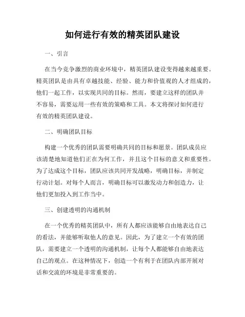 如何进行有效的精英团队建设