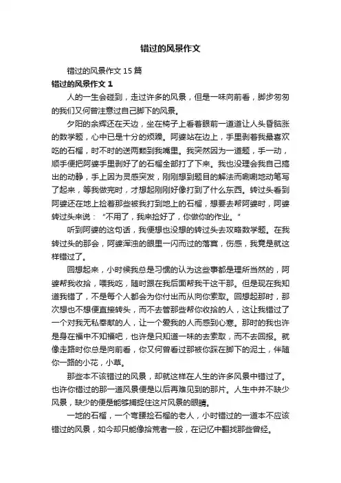 错过的风景作文
