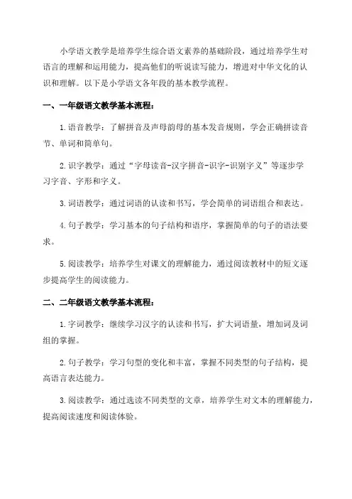 小学语文各年段教学基本流程