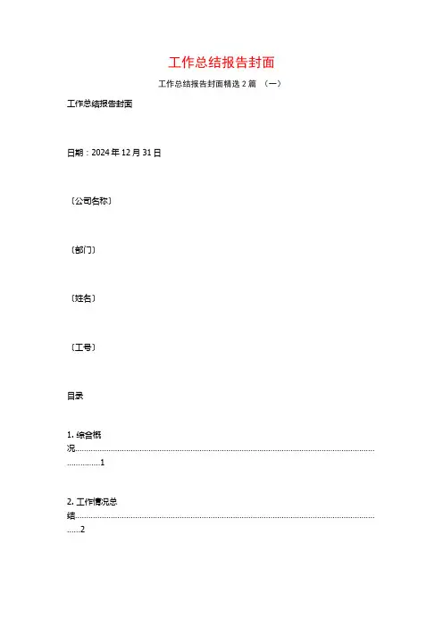 工作总结报告封面2篇