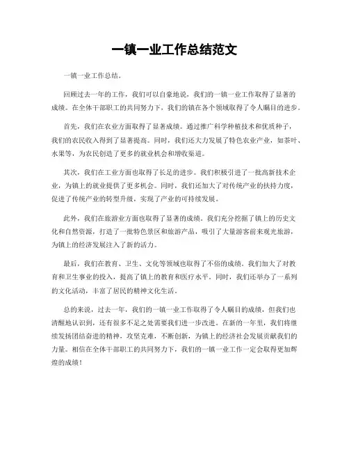 一镇一业工作总结范文