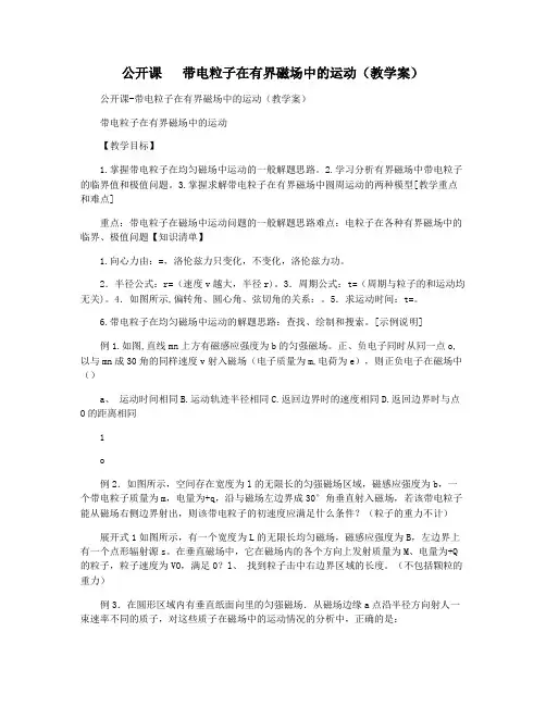 公开课   带电粒子在有界磁场中的运动(教学案)
