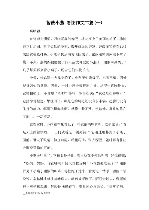 智救小燕 看图作文二篇(一)_小学五六年级想象