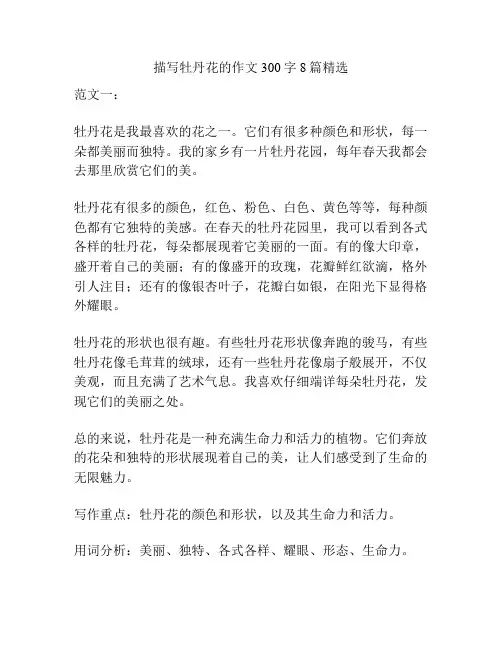 描写牡丹花的作文300字8篇精选