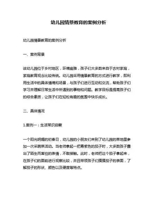 幼儿园情景教育的案例分析