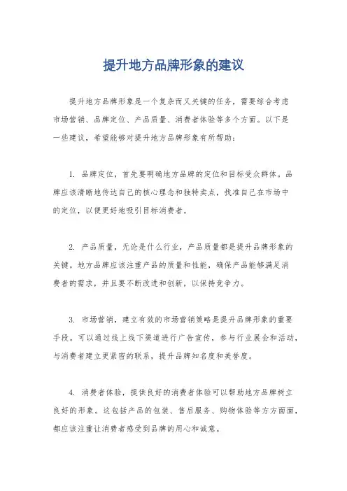 提升地方品牌形象的建议