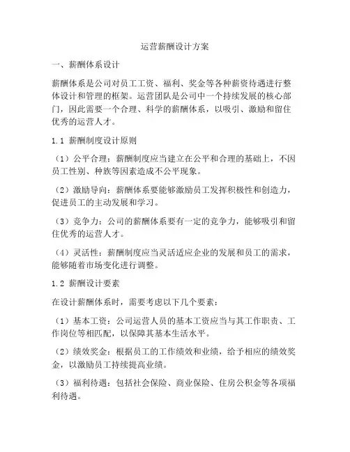 运营薪酬设计方案