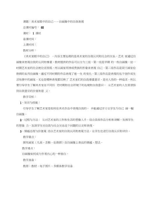 美术家眼中的自己——自画像中的自我表现