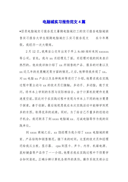 电脑城实习报告范文4篇