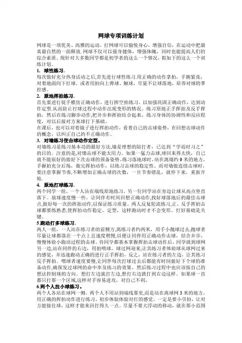 网球训练计划