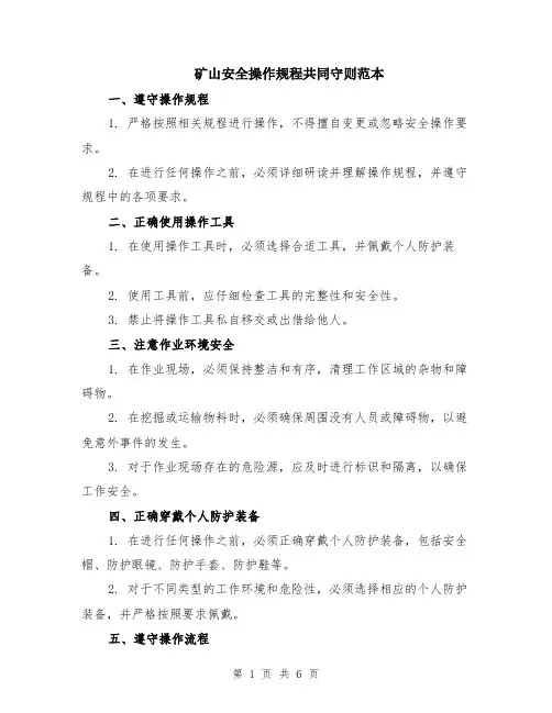 矿山安全操作规程共同守则范本（2篇）