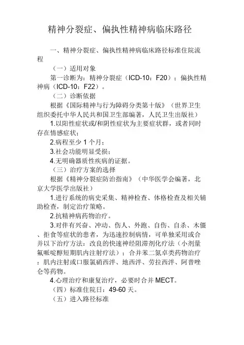 精神分裂症临床路径【最新】