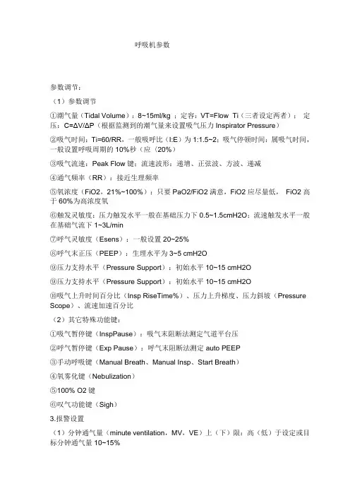 呼吸机模式及参数详细介绍