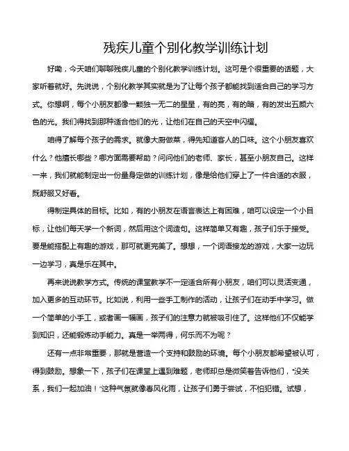残疾儿童个别化教学训练计划