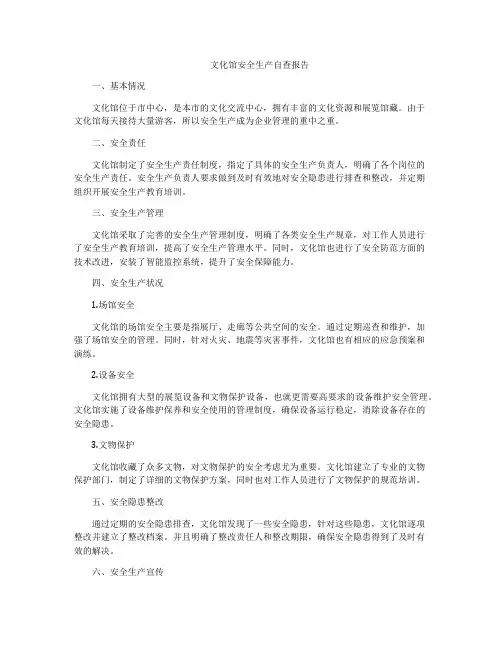 文化馆安全生产自查报告