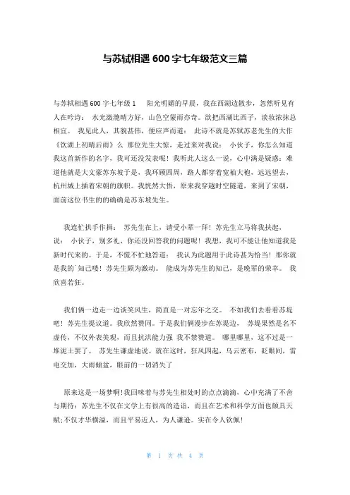 与苏轼相遇600字七年级范文三篇