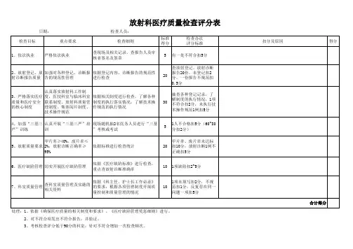 放射科医疗质量检查评分表