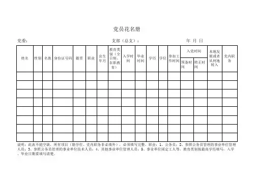 党员花名册 空白 