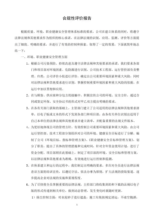 (完整版)公司合规性评价报告