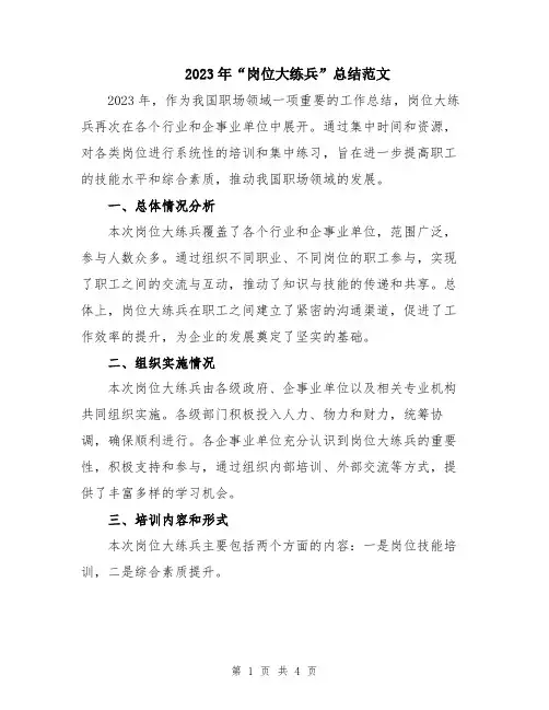 2023年“岗位大练兵”总结范文