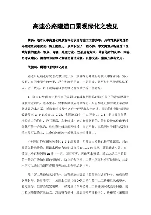 高速公路隧道口景观绿化之我见