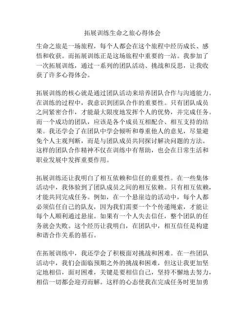 拓展训练生命之旅心得体会
