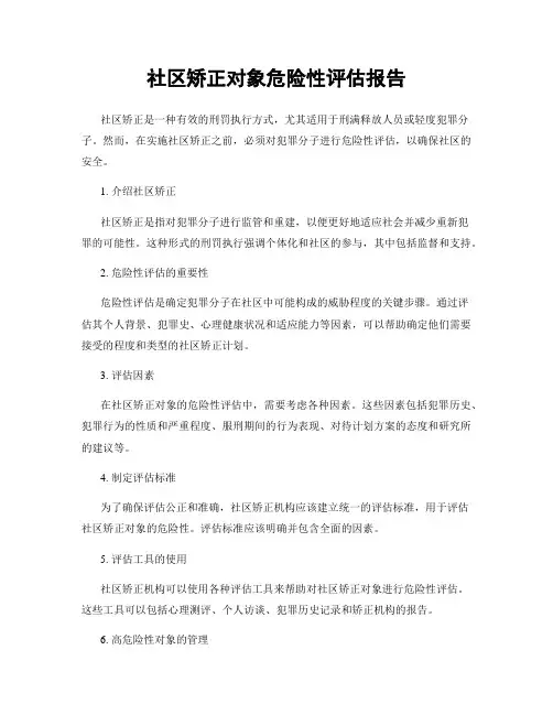 社区矫正对象危险性评估报告