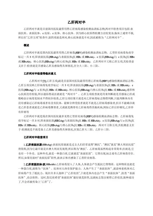 乙肝两对半检查结果对照表_种(+)组合得意义