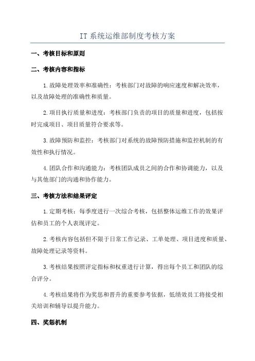 IT系统运维部制度考核方案