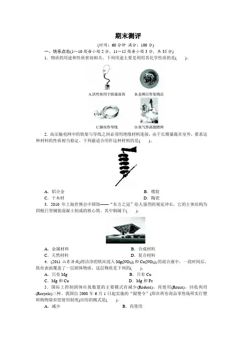化学鲁教版九年级下期末测评(附答案)