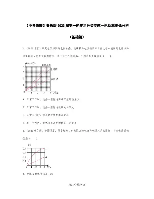 【中考物理】鲁教版2023届第一轮复习分类专题—电功率图像分析(基础篇)含解析