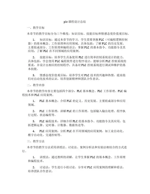 plc课程设计总结