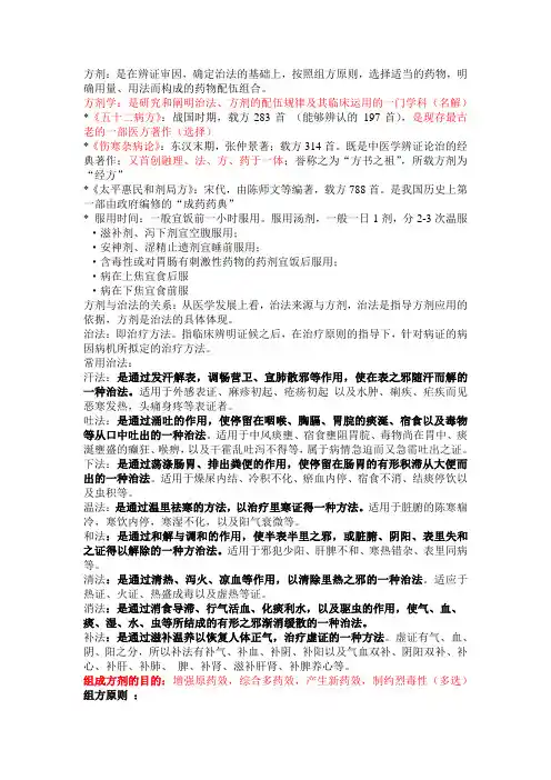 方剂学考试整理