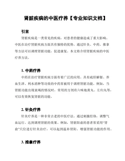 肾脏疾病的中医疗养【专业知识文档】