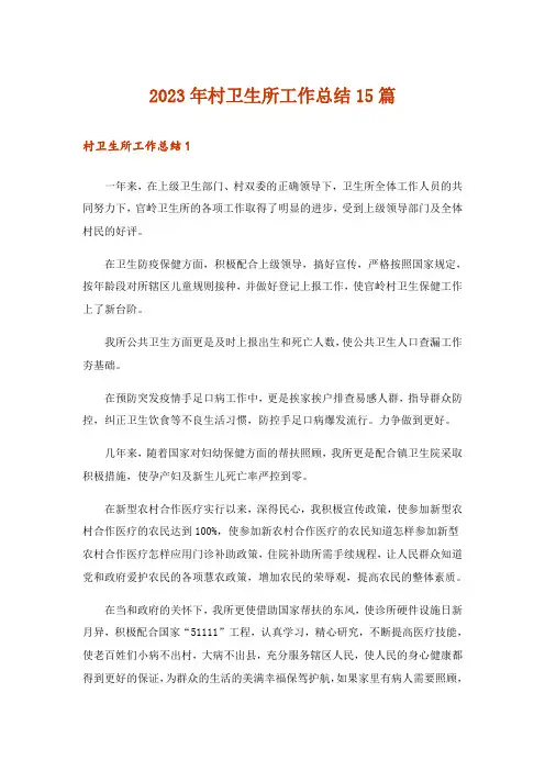 2023年村卫生所工作总结15篇