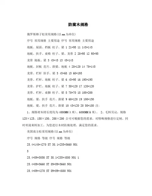 防腐木规格