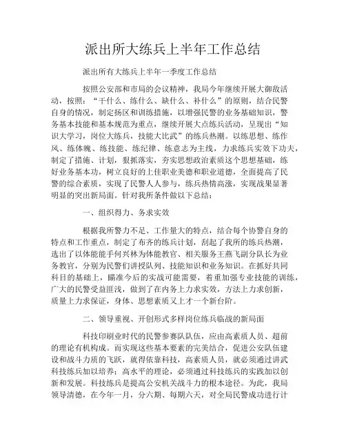 派出所大练兵上半年工作总结