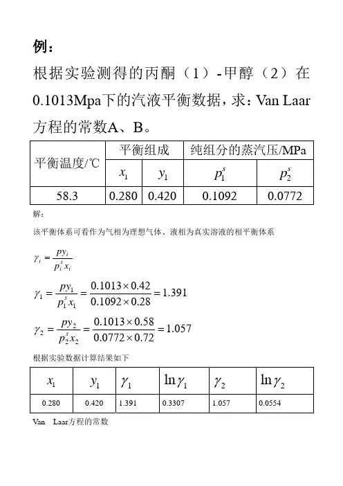化工热力学-相平衡例题