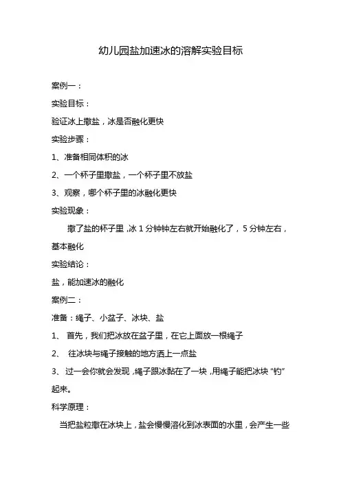 幼儿园盐加速冰的溶解实验目标