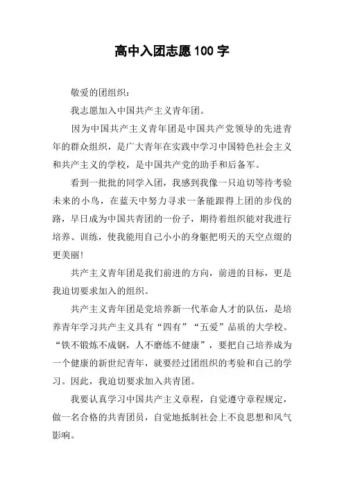 高中入团志愿100字_2