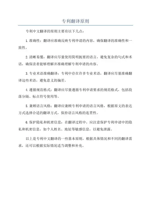 专利翻译原则