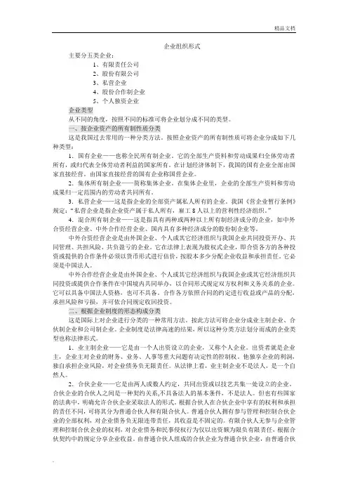 企业组织形式