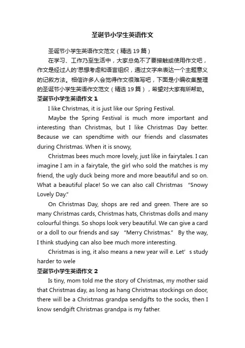 圣诞节小学生英语作文范文（精选19篇）